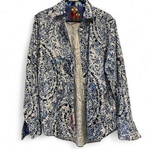 Robert Graham Alien Blue and white paisley print